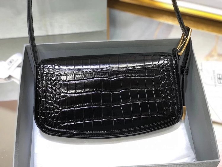 Balenciaga Crocodile Pattern Head Layer Calfskin Single Shoulder Handheld Underarm Bag Women's Bag
