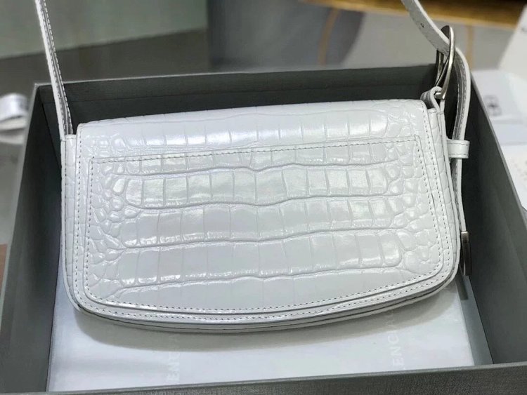 Balenciaga Crocodile Pattern Head Layer Calfskin Single Shoulder Handheld Underarm Bag Women's Bag