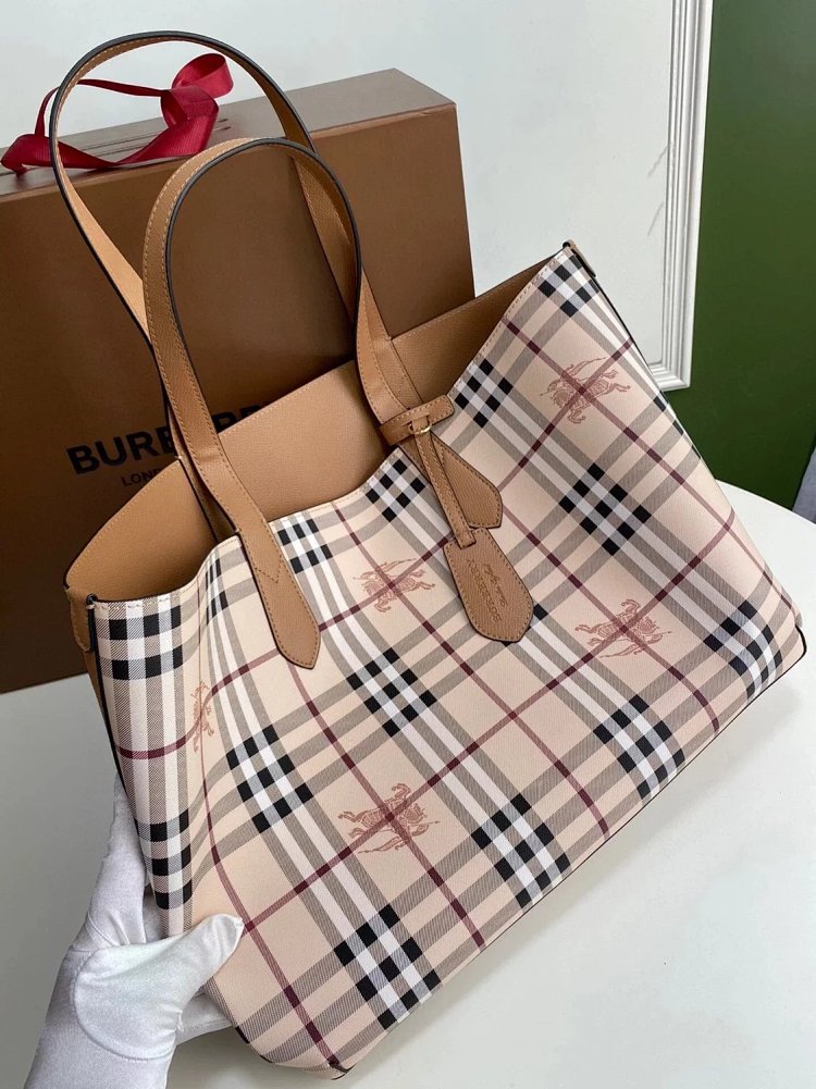 Burberry Classic Double sided Shopping Bag Lightweight Large Capacity Handbag Tote Bag Women's Bag Canvas Bag Shoulder Bag