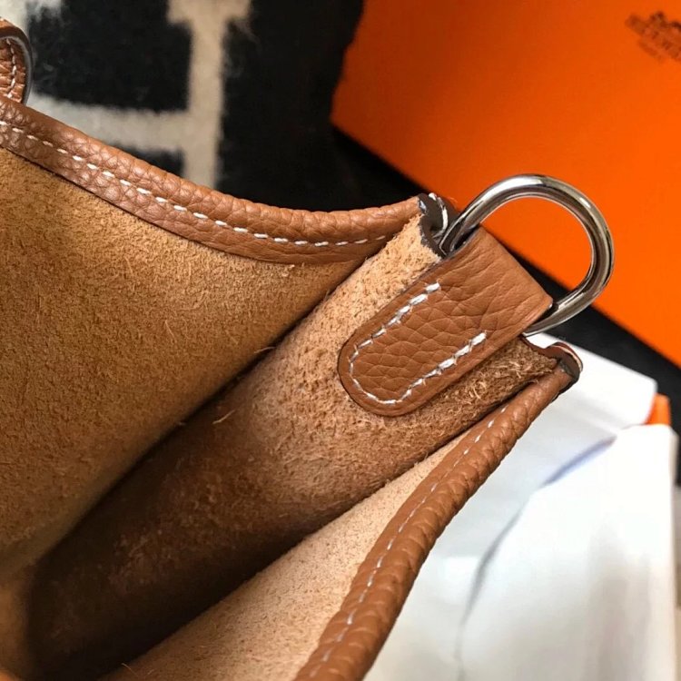 Hermes mini calf leather hollow shoulder crossbody buckle women's bag