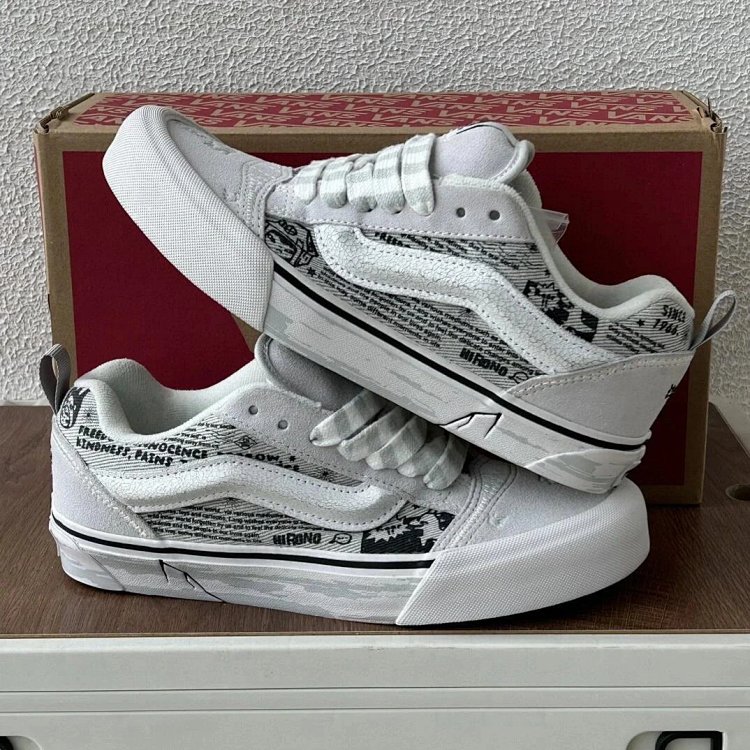 VANS Bubble Matt Ono Co branded Grey White Graffiti Casual Canvas Shoes
