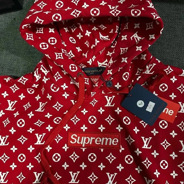 Supreme Co branded Full Print Red Hoodie