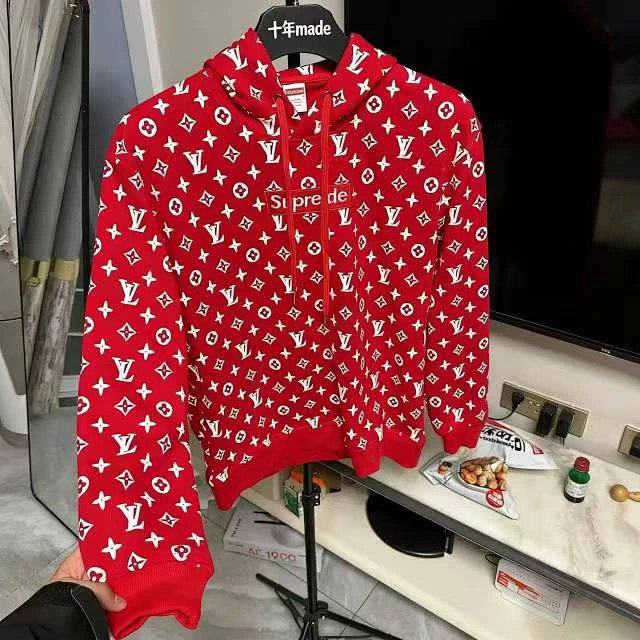 Supreme Co branded Full Print Red Hoodie
