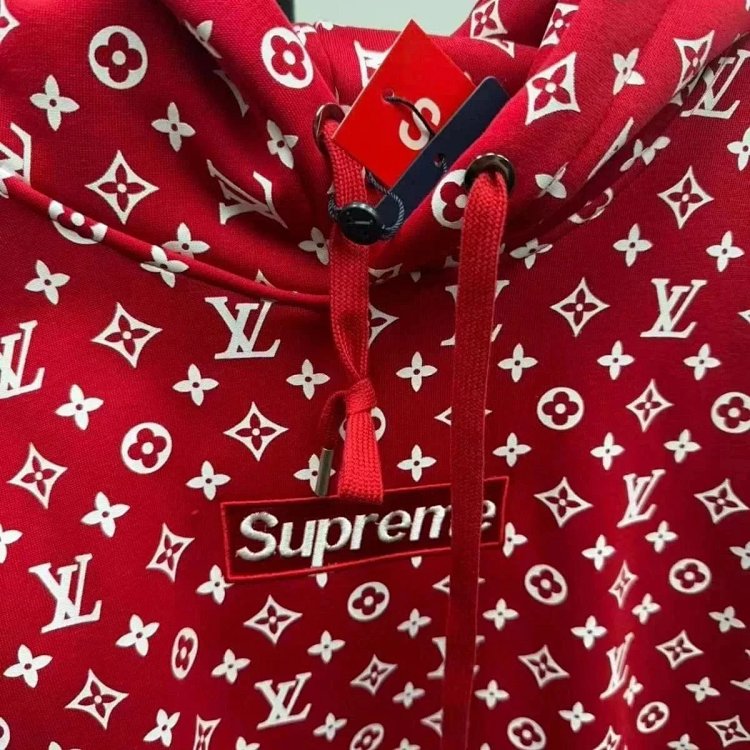 Supreme Co branded Full Print Red Hoodie