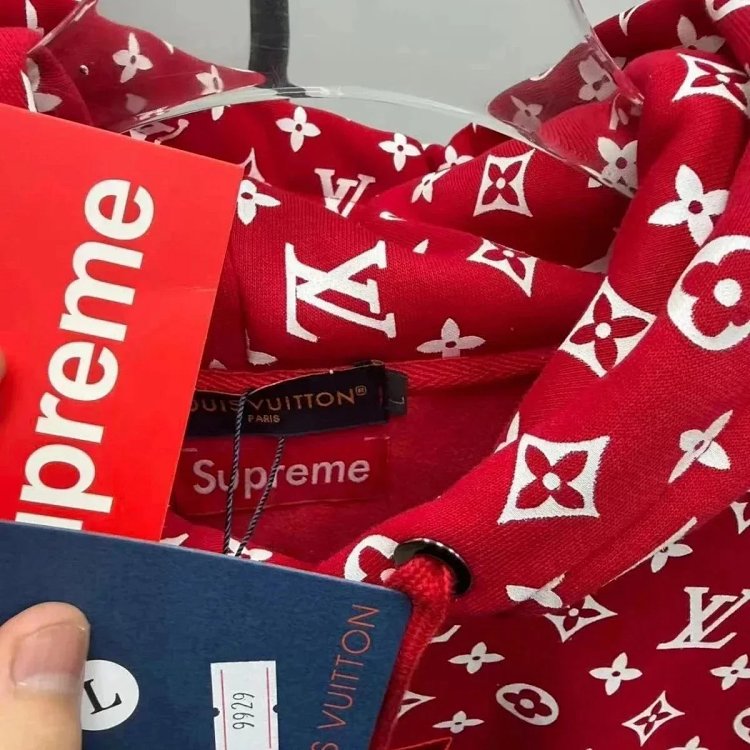 Supreme Co branded Full Print Red Hoodie