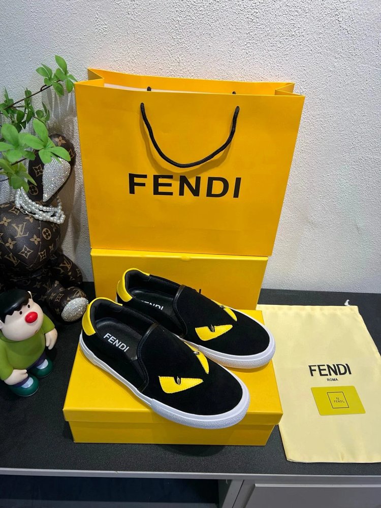 Fendi Monster stomps on board shoes with one foot