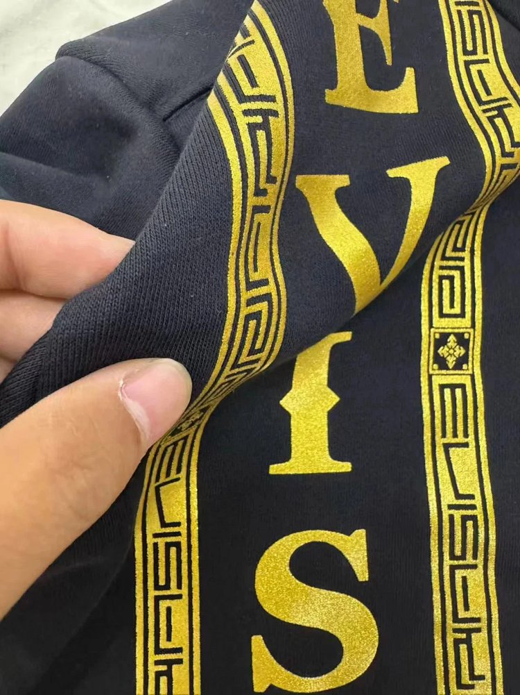 EVISU  Black gold hooded heavyweight hoodie