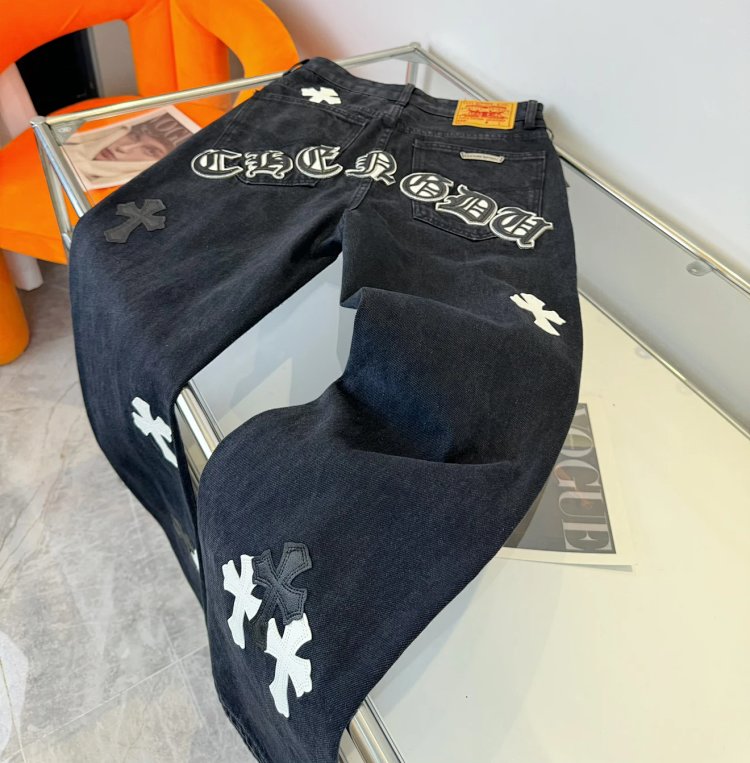 Chrome Hearts  High Street American Limited Loose Trendy Brand Washed Pants