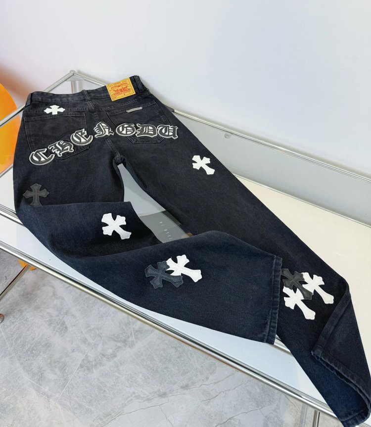 Chrome Hearts  High Street American Limited Loose Trendy Brand Washed Pants
