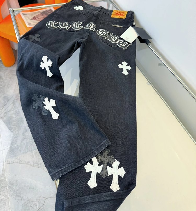 Chrome Hearts  High Street American Limited Loose Trendy Brand Washed Pants