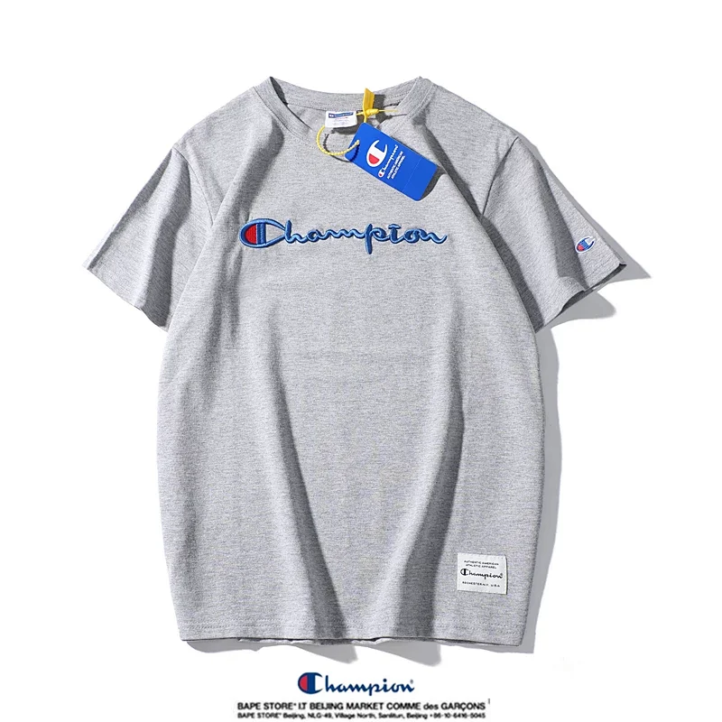 Champion Simple 3D Embroidered Cotton Short sleeved T-shirt