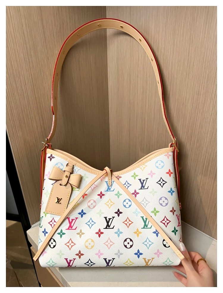 Louis Vuitton white tri colored CarryAll handbag