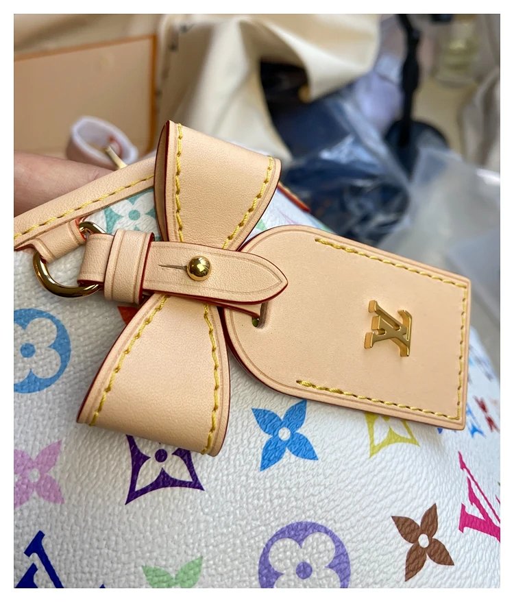 Louis Vuitton white tri colored CarryAll handbag