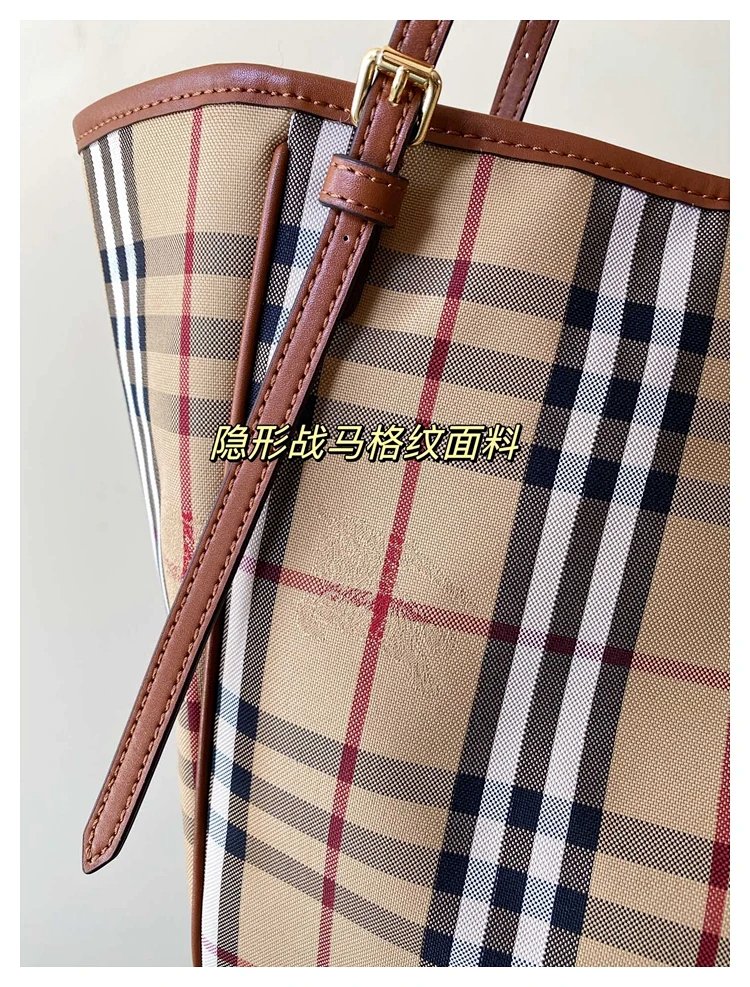 Burberry plaid pattern tote bag