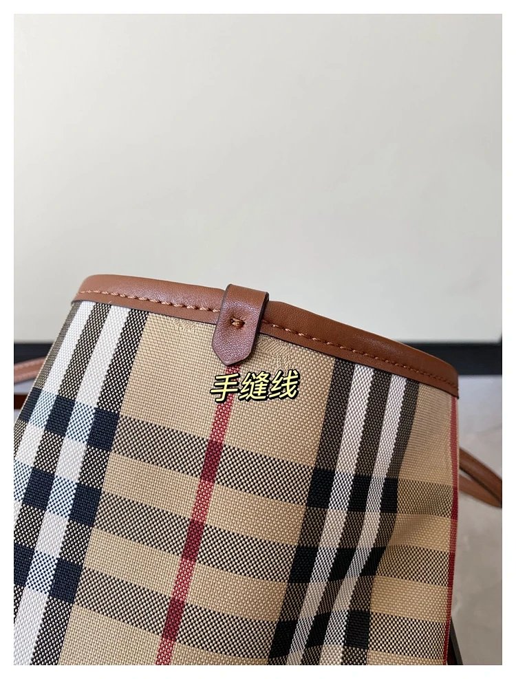 Burberry plaid pattern tote bag