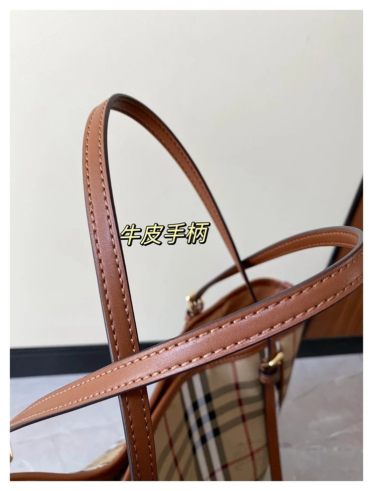 Burberry plaid pattern tote bag