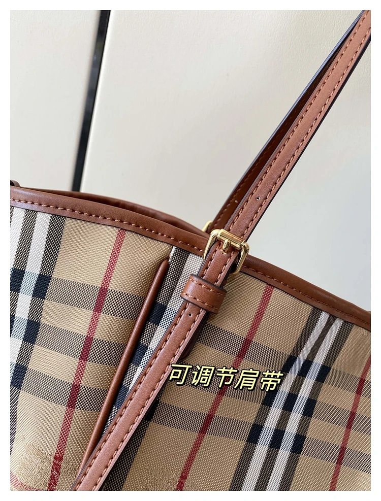 Burberry plaid pattern tote bag