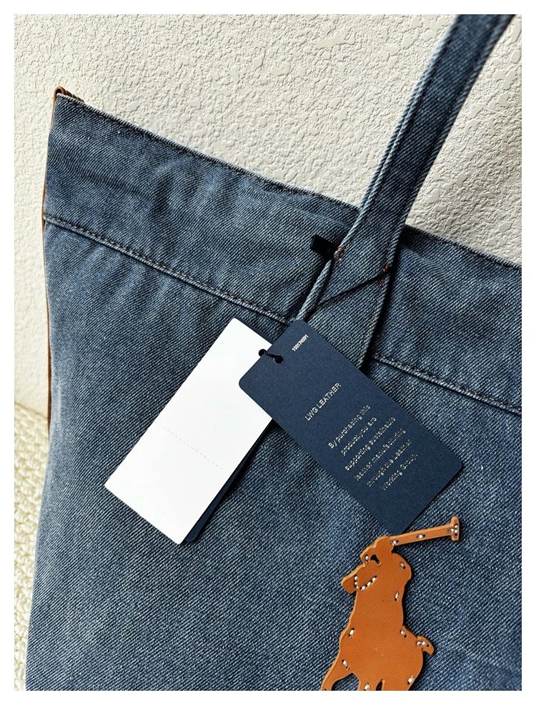 Ralph Lauren  Washed denim blue tote bag