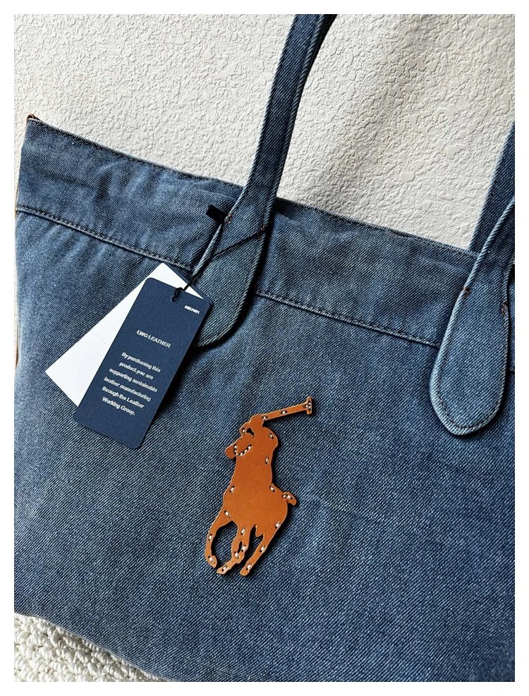 Ralph Lauren  Washed denim blue tote bag