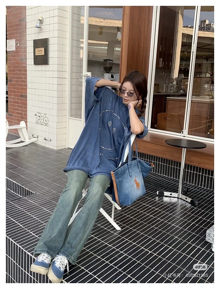 Ralph Lauren  Washed denim blue tote bag