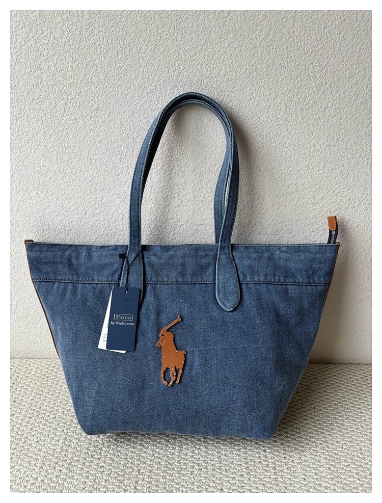 Ralph Lauren  Washed denim blue tote bag