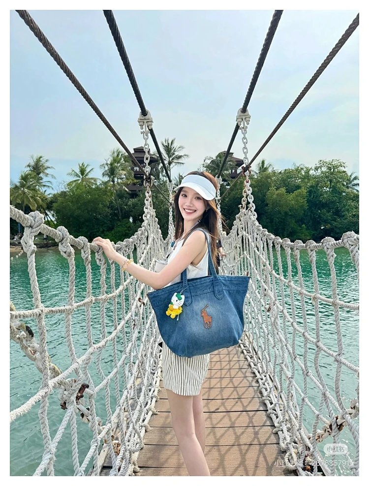 Ralph Lauren  Washed denim blue tote bag