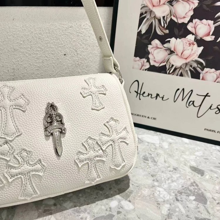 Chrome Hearts  Retro high-end lychee patterned shoulder bag