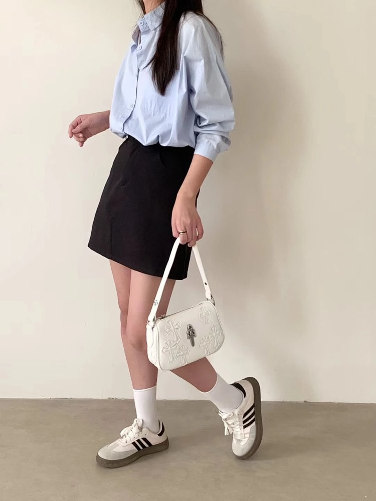 Chrome Hearts  Retro high-end lychee patterned shoulder bag