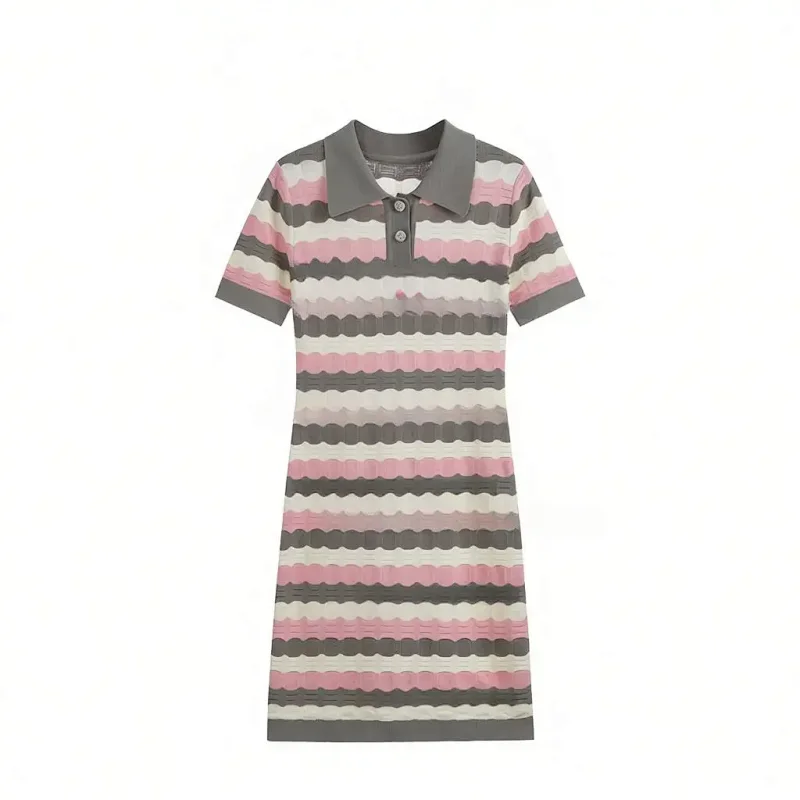 skirt  Summer new socialite small fragrant style striped French knitted dress
