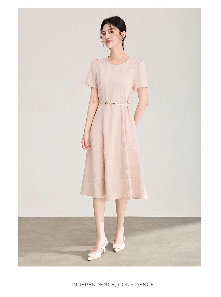 skirt Summer New Product Light Luxury Camellia Jacquard Knitted Tencel Waist slimming Dress