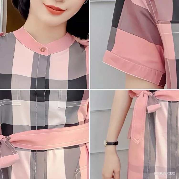 Burberry  British style casual mid length shirt skirt with floral patterns