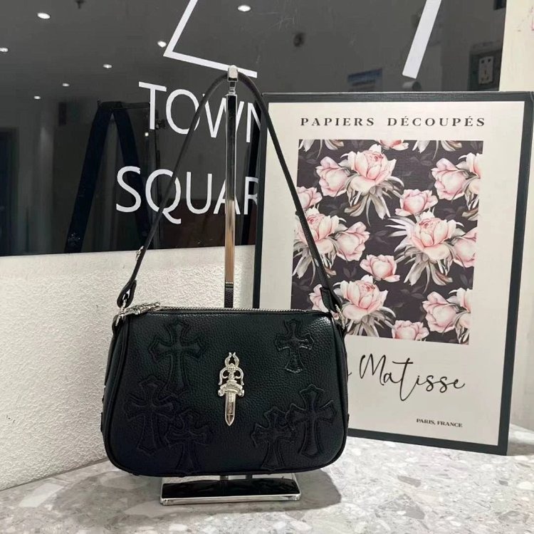 Chrome Hearts Retro High-end Lychee Patterned Shoulder Bag