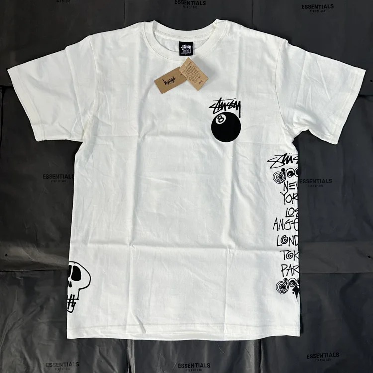 Made in Stussy Color Black 8 Co-branded Graffiti Pattern Round Neck Printed Short-sleeved T-Shirt