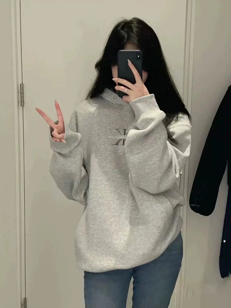 CKHooded hoodie jacket for autumn and winter, unisex, loose and casual, versatile long sleeved top