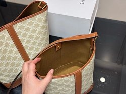 Celine Bucket Bag, Women's Bag, Triumphal Arch Bucket Bag, Leather Tote Bag, Women's