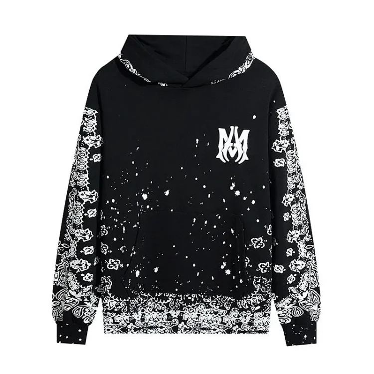 AM sweatshirt IRI cracked letter logo splashed ink and paint graffiti hoodie couple jacket sweatshirt for men and women