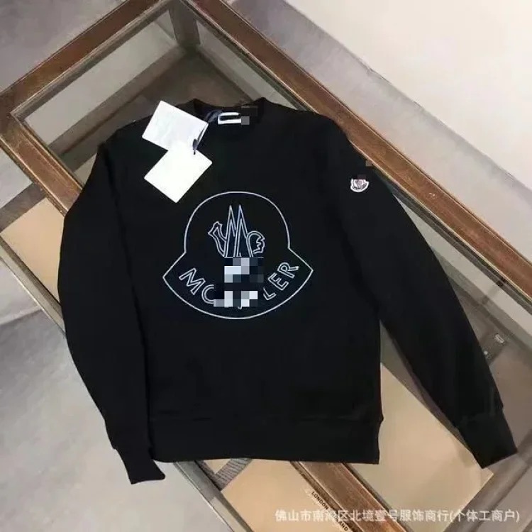 Autumn and winter new European and American original M Mengjia LOGO men's and women's round neck fashionable velvet thickened Chinese cotton long-sleeved sweatshirt