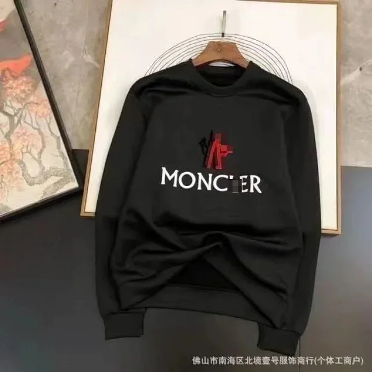 Autumn and winter new European and American original M Mengjia LOGO men's and women's round neck fashionable velvet thickened Chinese cotton long-sleeved sweatshirt