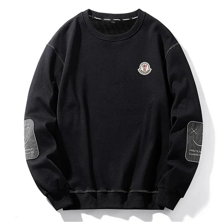 Autumn and winter new European and American original M Mengjia LOGO men's and women's round neck fashionable velvet thickened Chinese cotton long-sleeved sweatshirt