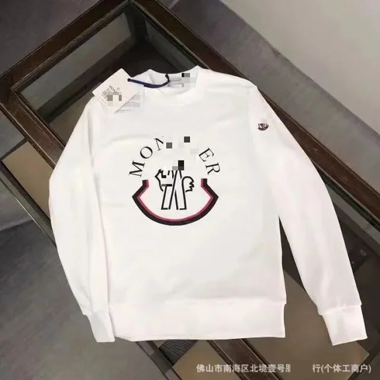Autumn and winter new European and American original M Mengjia LOGO men's and women's round neck fashionable velvet thickened Chinese cotton long-sleeved sweatshirt