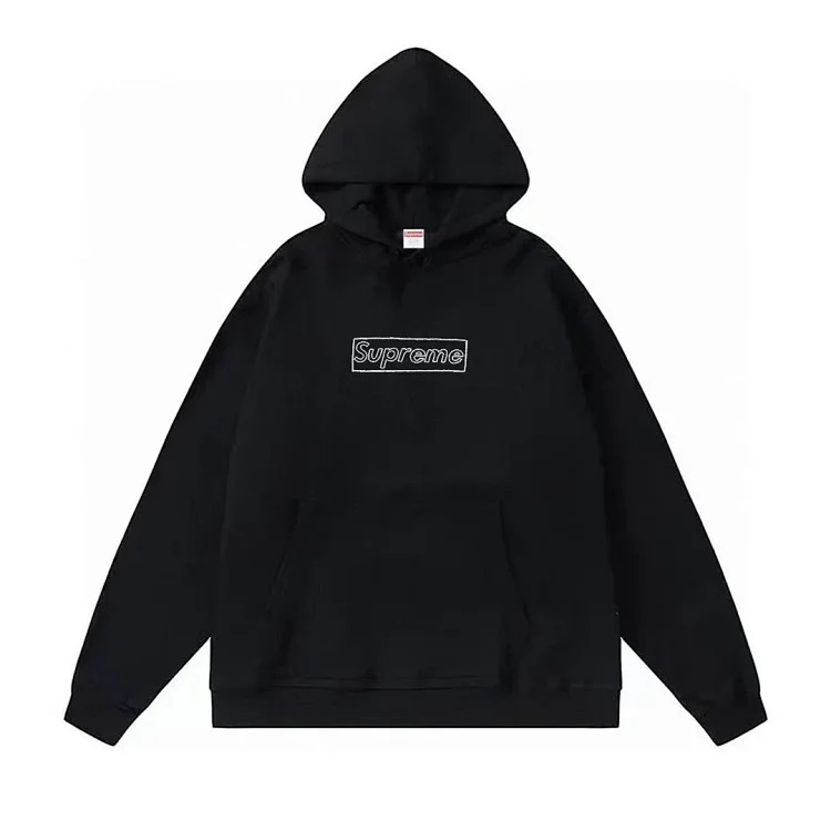 Supreme letter cross printed terry hooded sweatshirt high street Shawn Yue loose men and women cross-border