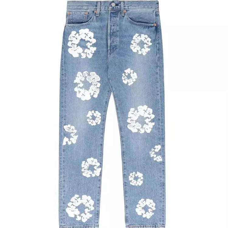 Cross-border e-commerce 2023 new trendy kapok pattern printing European and American fashion high street denim jacket for men and women