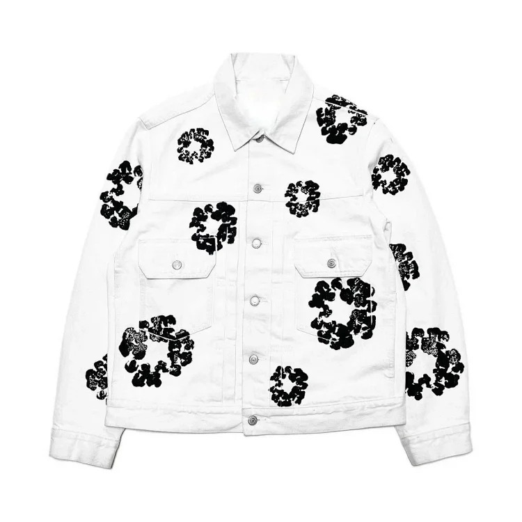 Cross-border e-commerce 2023 new trendy kapok pattern printing European and American fashion high street denim jacket for men and women
