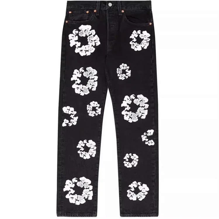 Cross-border e-commerce 2023 new trendy kapok pattern printing European and American fashion high street denim jacket for men and women