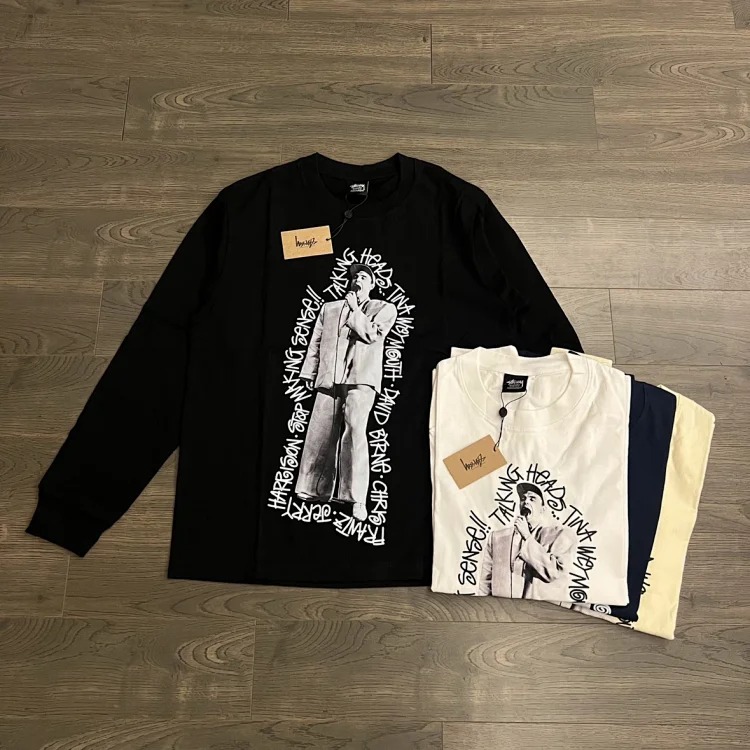 25SS Stussy Singer Logo Print Round Neck Long Sleeve T-Shirt Stussy Originated
