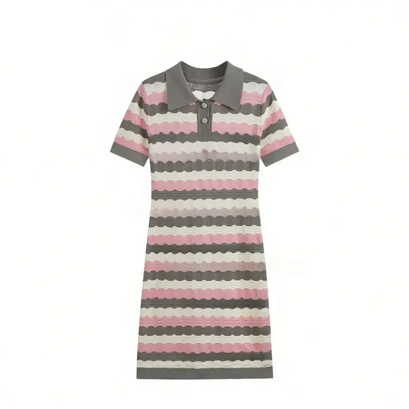 Summer new socialite small fragrant style striped French knitted dress