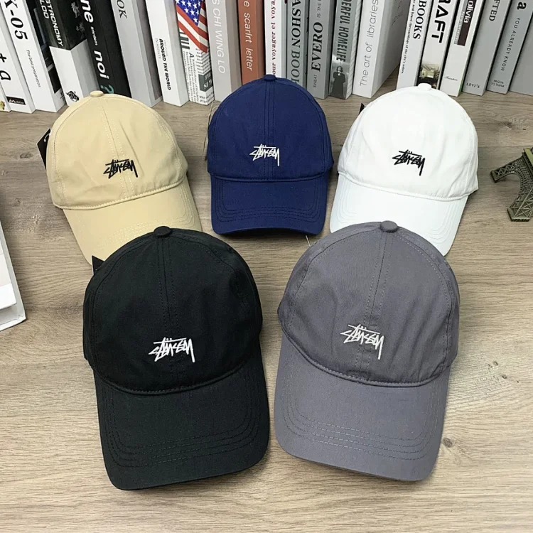 Stussy SS25 Classic Retro Cursive Small Label Embroidered Logo Peaked Cap Sun Hat