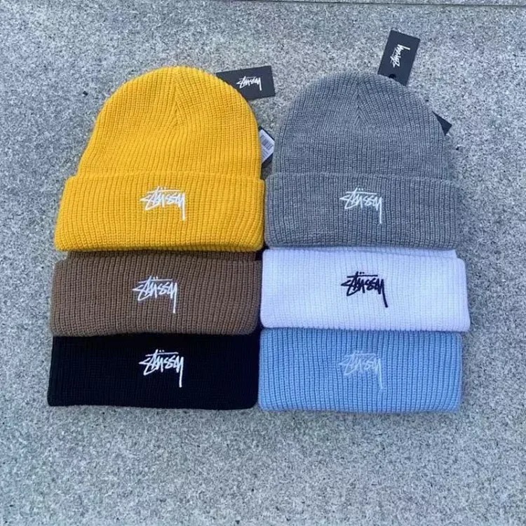 STUSSY SS25 Knitted Fleece Hat Cold Hat 6 Colors, Black, White, Brown, Gray, Sweater