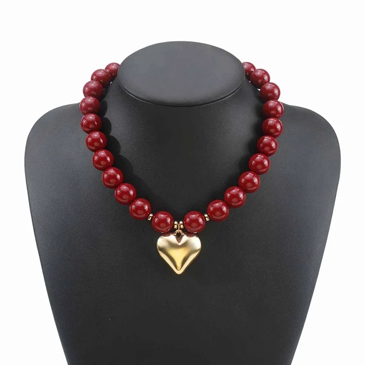 Fashion Pearl Heart Necklace B3767