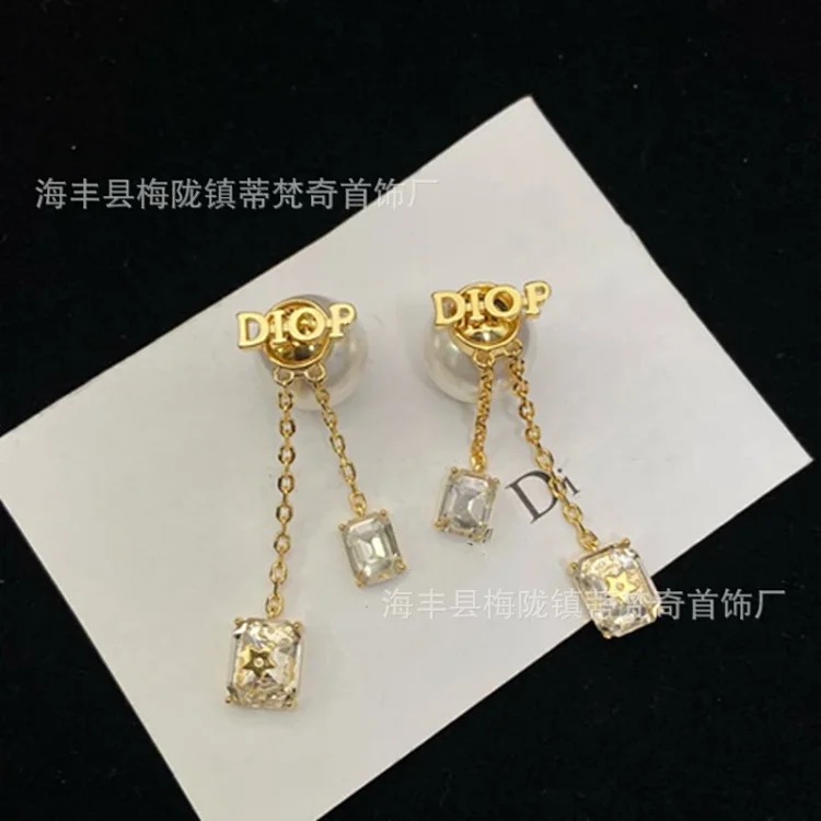 Dijia/Djia earrings size pearl little bee butterfly CD earrings new temperament front and rear hanging earrings wholesale